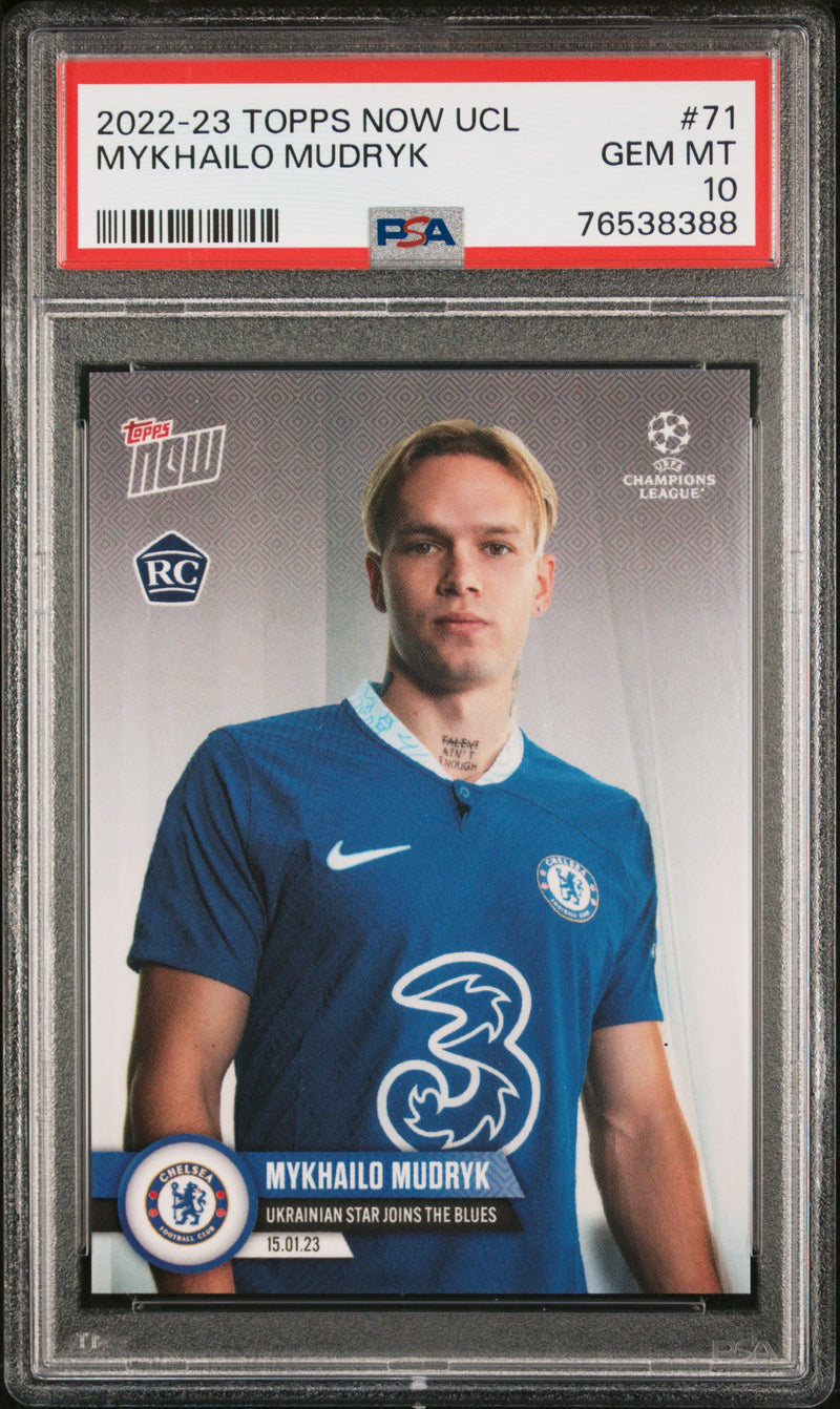 Mykhailo Mudryk PSA 10 2022 Topps Now UCL #71 Rookie Card Chelsea/Ukraine