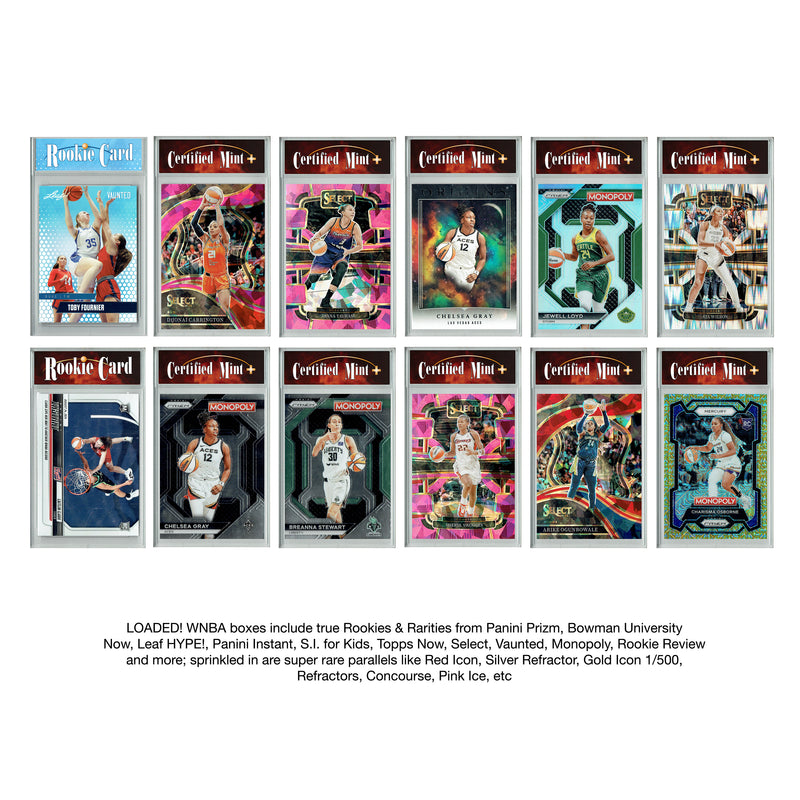 LOADED! Womens Basketball Collector's Box: 4 Certified Mint+ Rookie Cards & Rarities - Caitlin Clark, Angel Reese, A'ja Wilson, Sabrina Ionescu, Kelsey Plum and more
