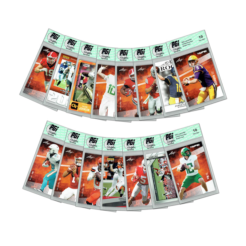 LOADED! PGI 10 Football Collector's Box: 4 Rookie Cards & Rarities - Jayden Daniels, Josh Allen, Joe Burrow, Randy Moss, & More