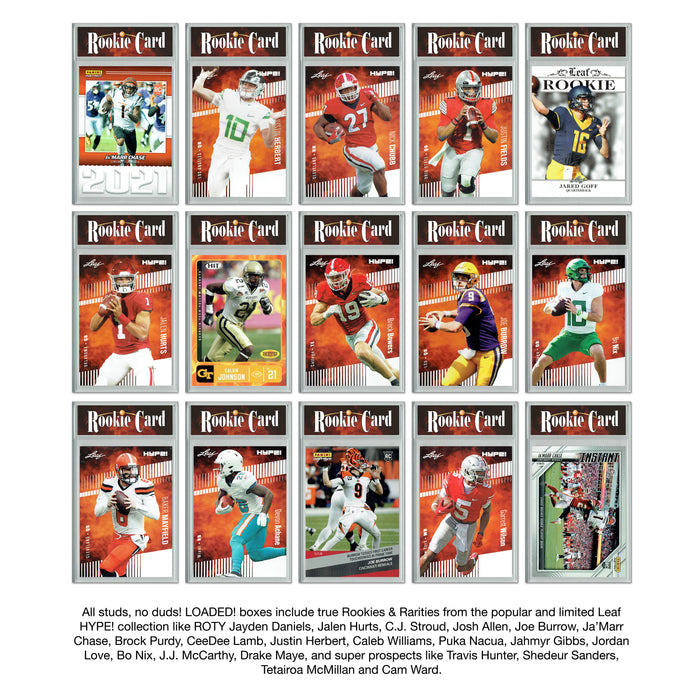 LOADED! Football Collector's Box: 4 Certified Mint+ Rookie Cards & Rarities - Jayden Daniels, Josh Allen, Joe Burrow, Randy Moss, & More