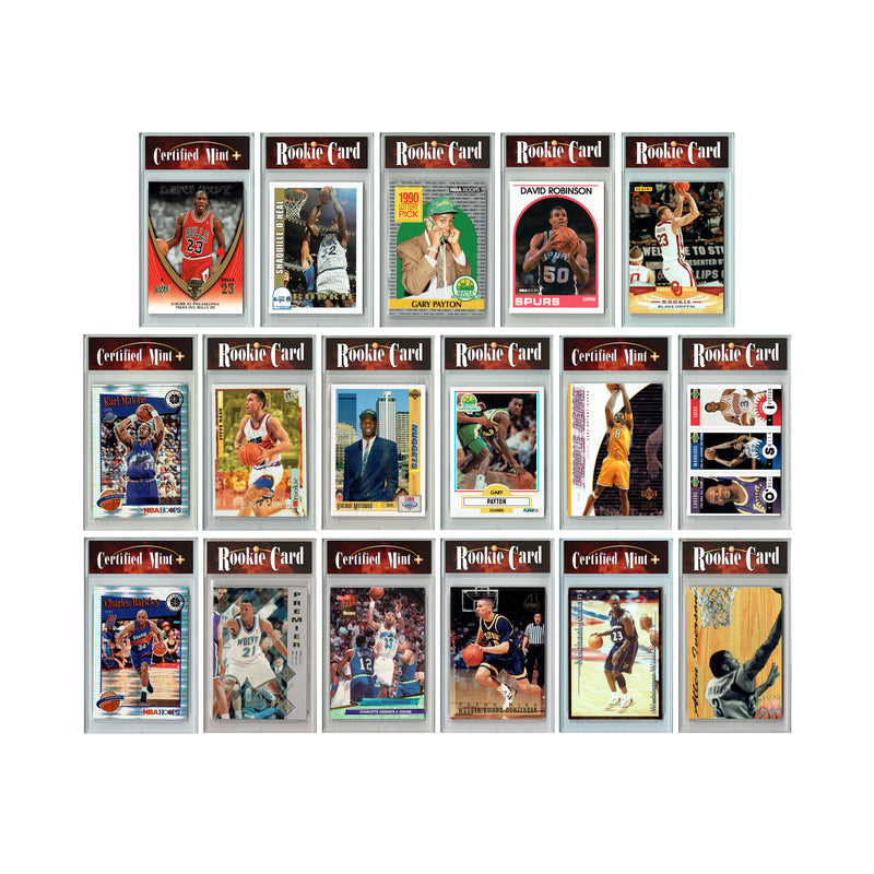 LOADED! Legends Basketball Collector's Box: 4 Certified Mint+ Rookie Cards - Michael Jordan, Shaq, Iverson, Larry Bird and more