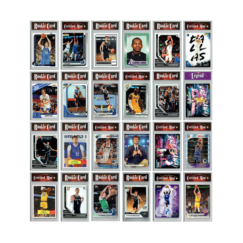LOADED! Lock Basketball Collector's Box: 4 Certified Mint+ Rookie Cards - Victor Wembanyama, Cooper Flagg, LeBron James, Luka Doncic