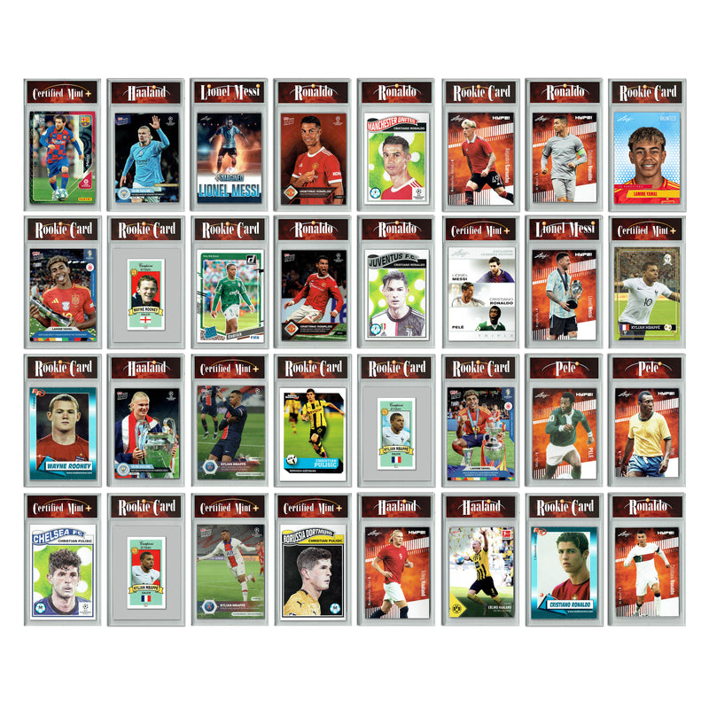 LOADED! Soccer Collector's Box: 4 Certified Mint+ Rookie Cards & Rarities - Lionel Messi, Lamine Yamal, Ronaldo, Pele, Kylian Mbappe and more