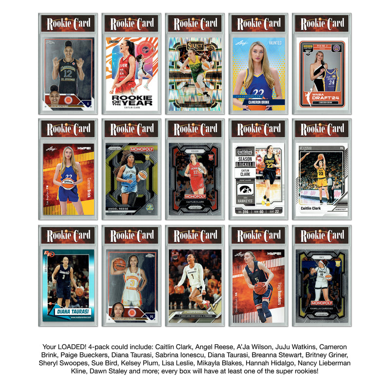 LOADED! Womens Basketball Collector's Box: 4 Certified Mint+ Rookie Cards & Rarities - Caitlin Clark, Angel Reese, A'ja Wilson, Sabrina Ionescu, Kelsey Plum and more