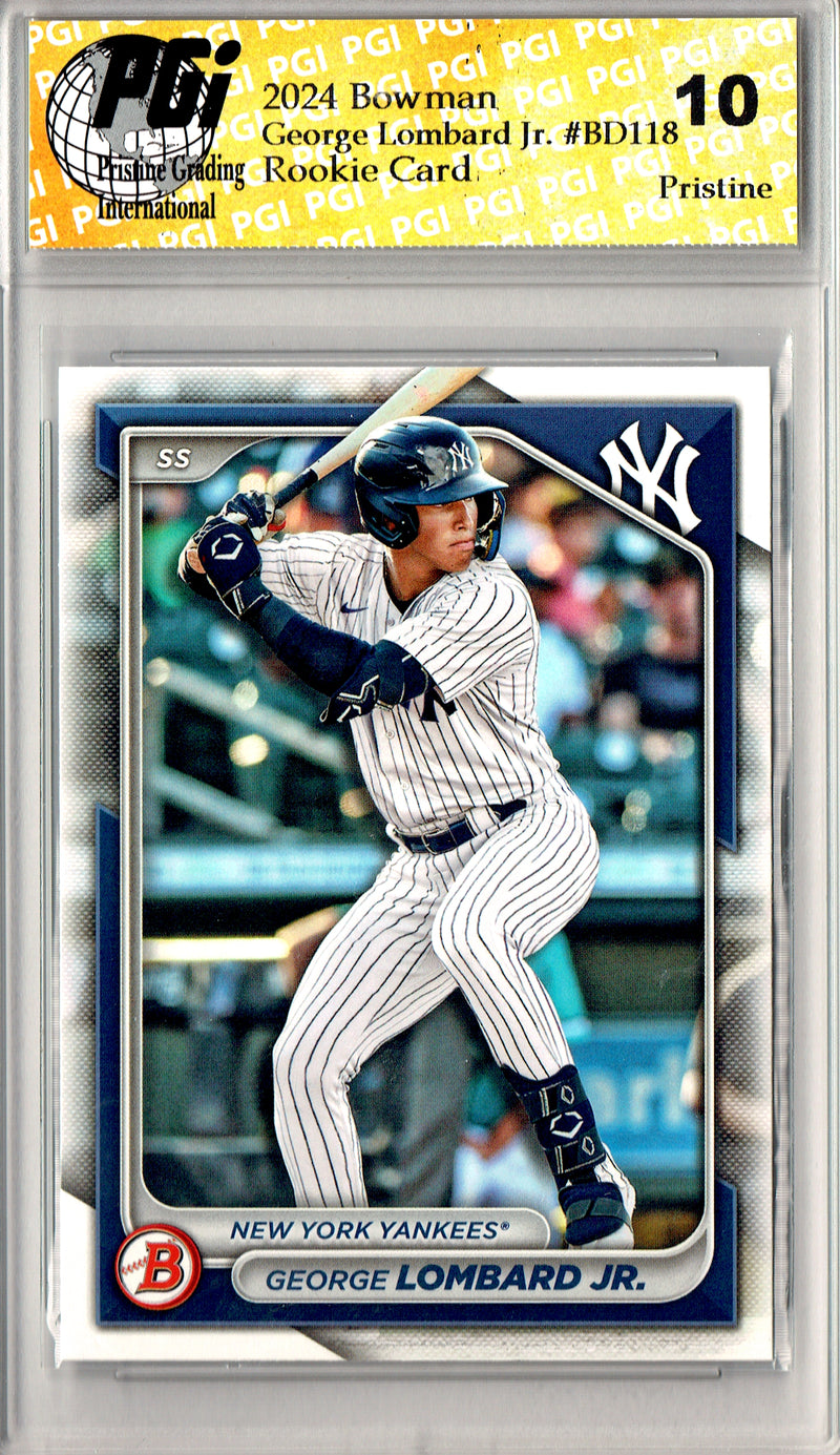 George Lombard Jr. Rookie Card 2024 Bowman #BD-118 PRISTINE, PGI 10, New York Yankees Baseball