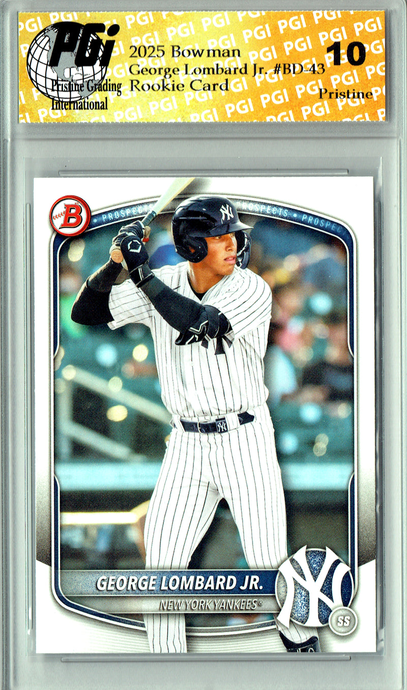 George Lombard Jr. Rookie Card 2025 Bowman Draft #BD-43 PRISTINE, PGI 10, New York Yankees Baseball