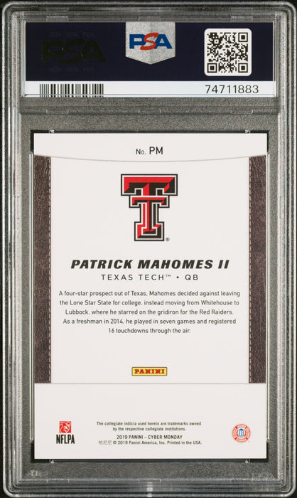 PSA 10 Patrick Mahomes II 2019 Panini #PM Cyber Monday Escher Squares #8/10 Rare Trading Card