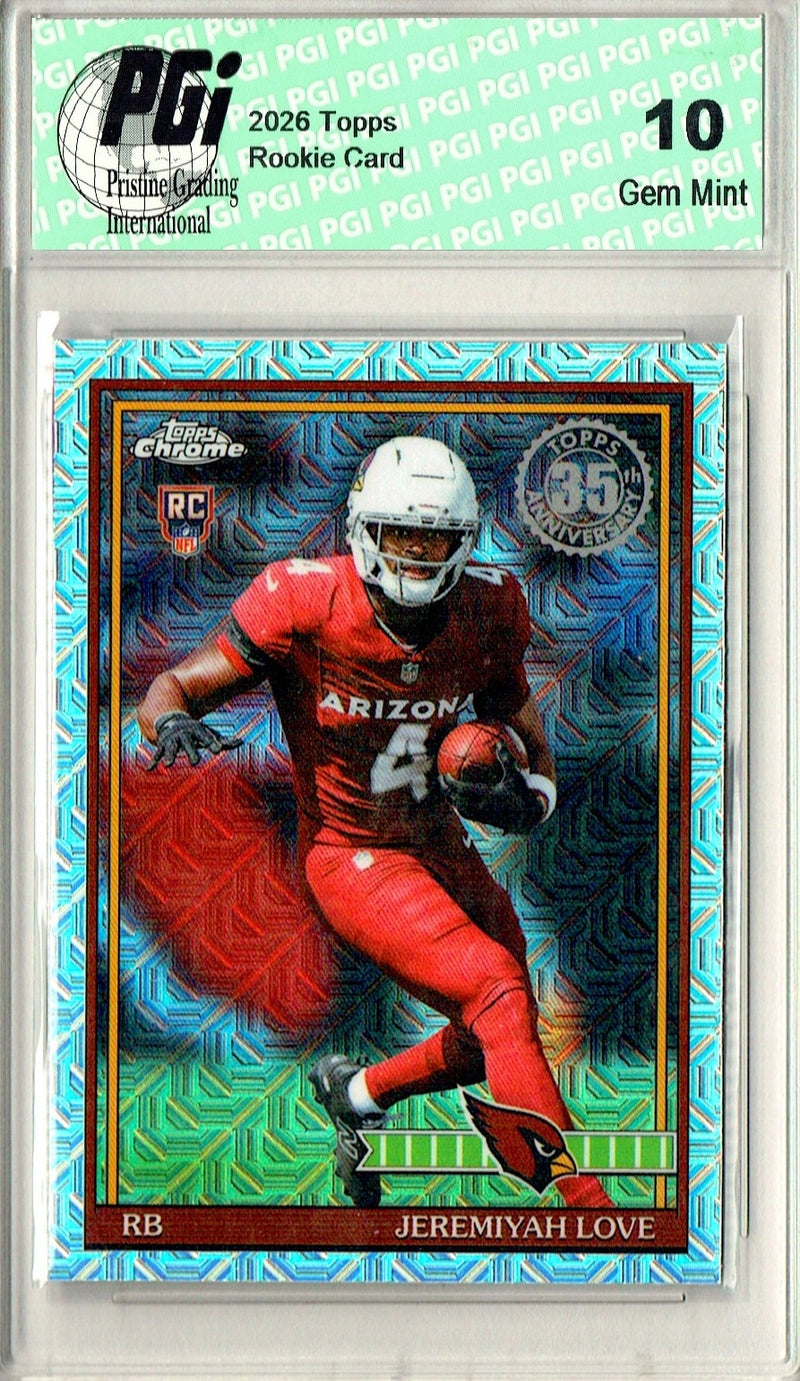 Jeremiyah Love Rookie Card 2026 Topps Chrome #91TRC-9 1991 Mojo, PGI 10, Arizona Cardinals Football
