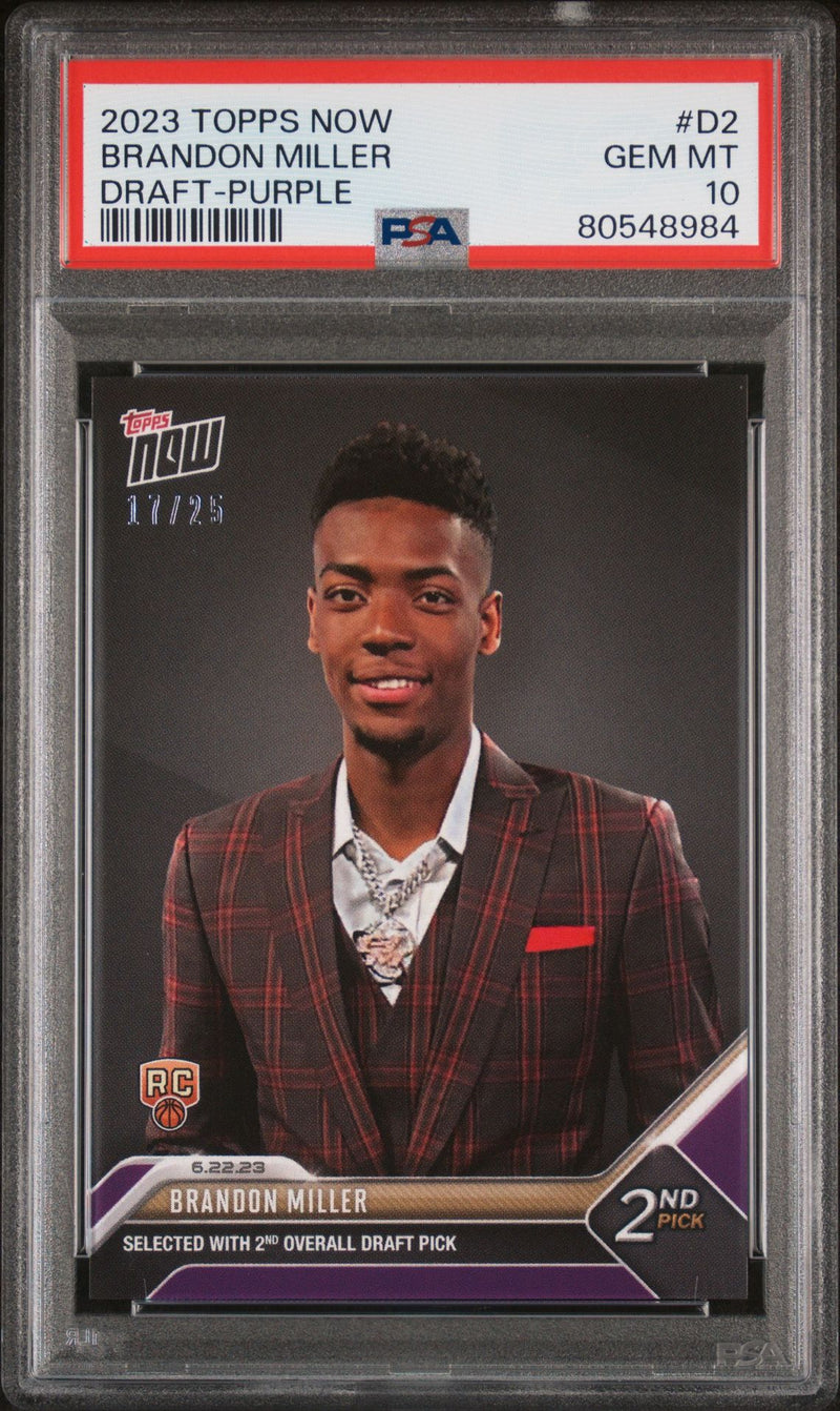 PSA 10 Brandon Miller 2023 Topps Now #D2 Purple SP Only 25 Made Rookie Card