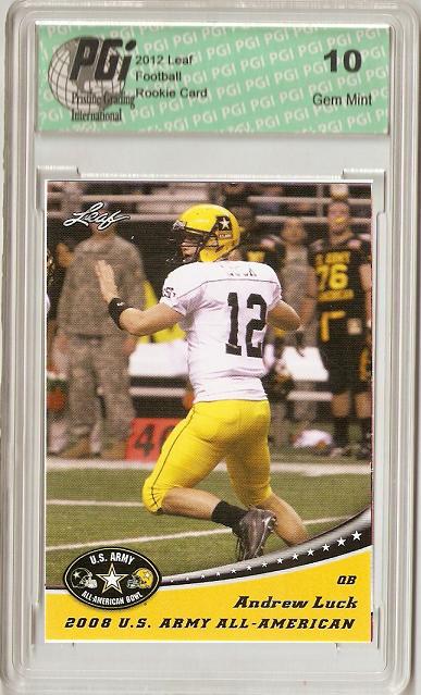 Andrew Luck Rookie Card Indianapolis PGI 10 Gem Mint Football Trading Card 2008 Leaf U.S. Army #USAL