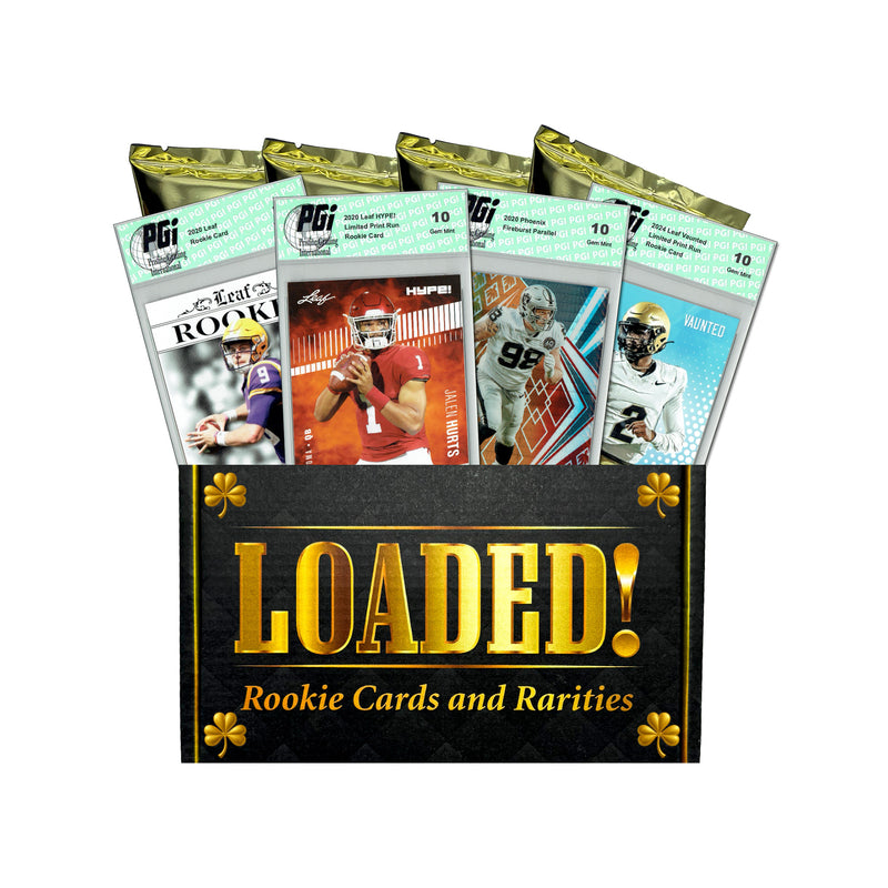 PGI 10 LOADED! Lucky Football Collector's Box: 4 Rookie & Star Cards - Joe Burrow, Jayden Daniels, Josh Allen, Travis Hunter and more