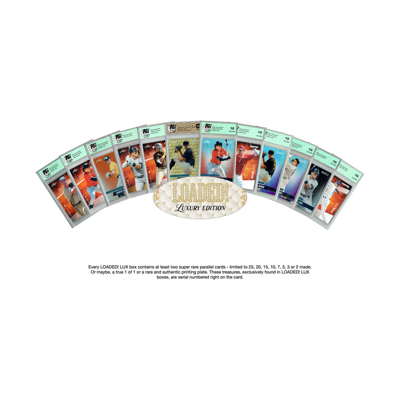 PGI 10 LOADED! LUX Baseball Limited Edition Collector's Box: 4 Leaf Rookie Cards & Rarities - Paul Skenes, Aaron Judge, Konnor Griffin, Shohei Ohtani and more