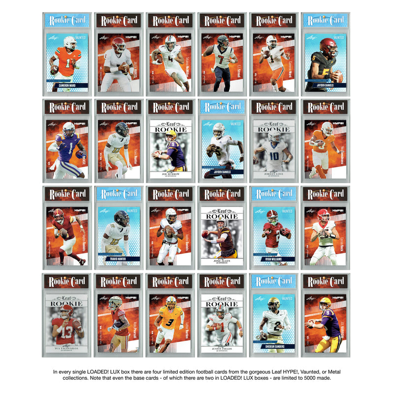 LOADED! LUX Football Limited Edition Collector's Box: 4 Certified Mint+ Leaf Rookie Cards & Rarities - Travis Hunter, Josh Allen, Cam Ward, Jayden Daniels, Bo Nix and more