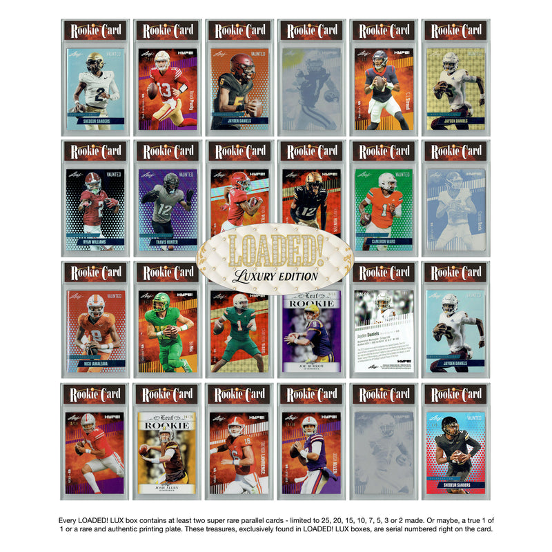 LOADED! LUX Football Limited Edition Collector's Box: 4 Certified Mint+ Leaf Rookie Cards & Rarities - Travis Hunter, Josh Allen, Cam Ward, Jayden Daniels, Bo Nix and more