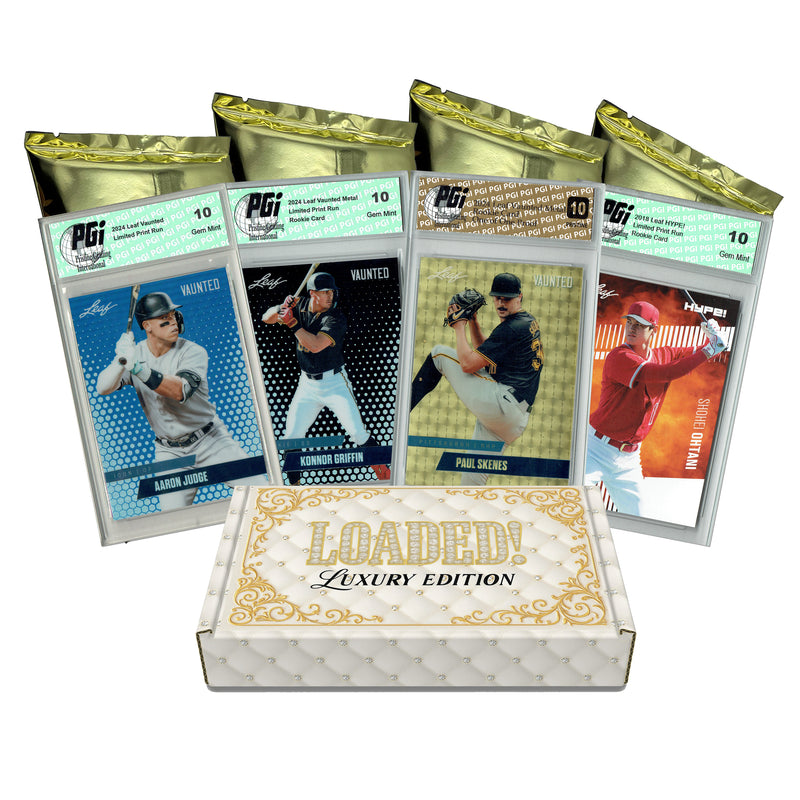 PGI 10 LOADED! LUX Baseball Limited Edition Collector's Box: 4 Leaf Rookie Cards & Rarities - Paul Skenes, Aaron Judge, Konnor Griffin, Shohei Ohtani and more