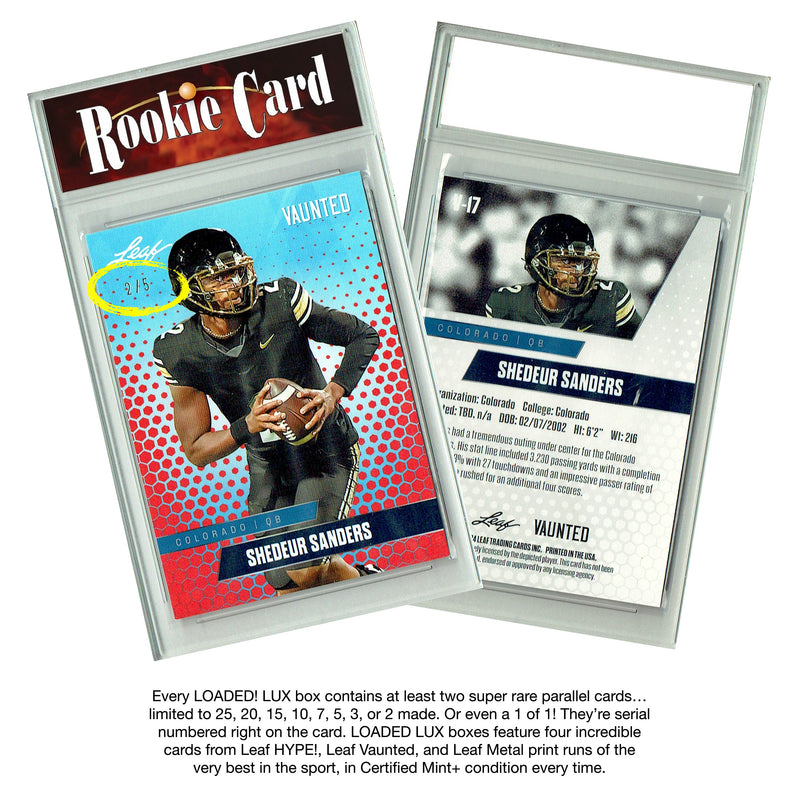 LOADED! LUX Football Limited Edition Collector's Box: 4 Certified Mint+ Leaf Rookie Cards & Rarities - Travis Hunter, Josh Allen, Cam Ward, Jayden Daniels, Bo Nix and more