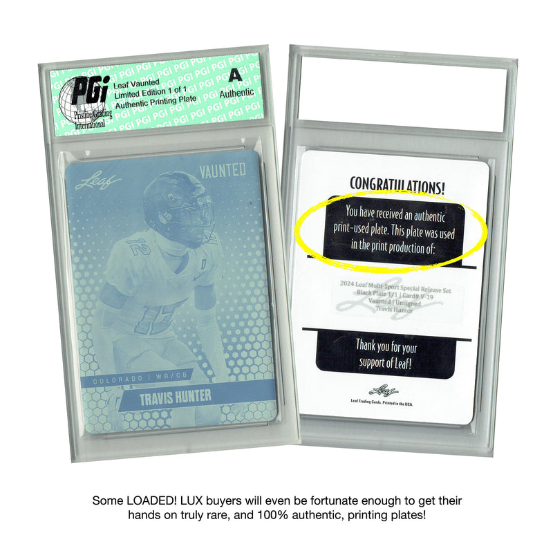 PGI 10 LOADED! LUX Football Limited Edition Collector's Box: 4 Leaf Rookie Cards & Rarities - Travis Hunter, Josh Allen, Cam Ward, Jayden Daniels, Bo Nix and more