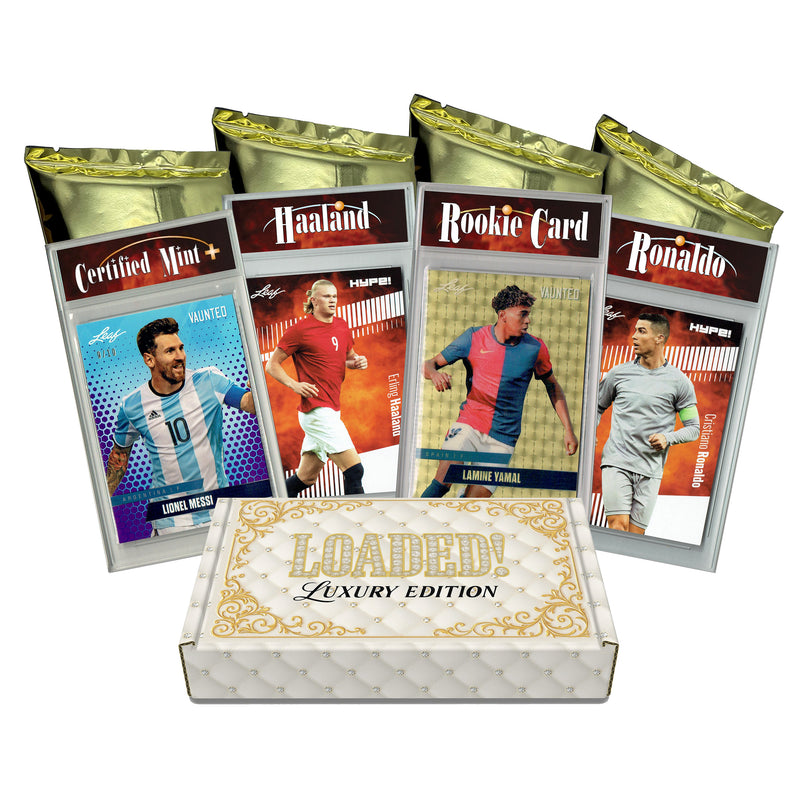 LOADED! LUX Soccer Limited Edition Collector's Box: 4 Certified Mint+ Leaf Rookie Cards & Rarities - Lamine Yamal, Lionel Messi, Pele, Cristiano Ronaldo and more