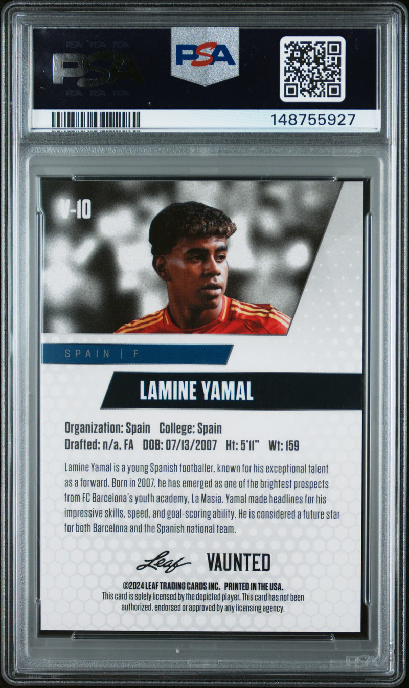 PSA 8 Lamine Yamal 2024 Leaf Vaunted #V-10 Red Shimmer 1/1 Rookie Card Spain