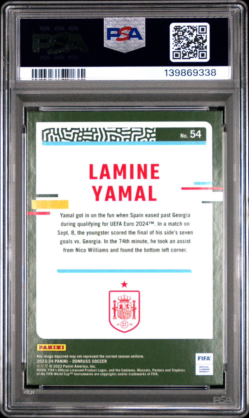 PSA 8.5 Near Mint Lamine Yamal 2023-24 Donruss #54 Silver Rookie Card Barcelona