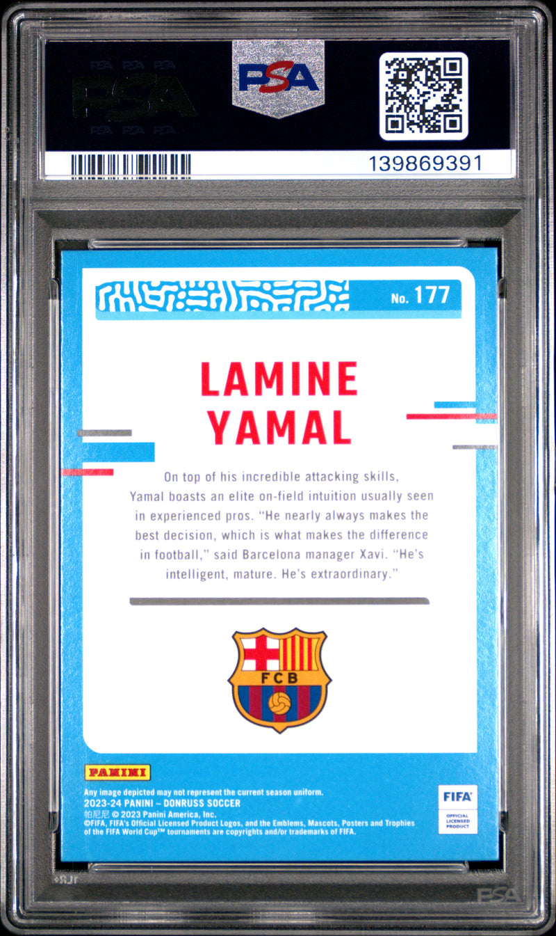 PSA 9 Lamine Yamal 2023-24 Donruss #177 Rookie Card Barcelona