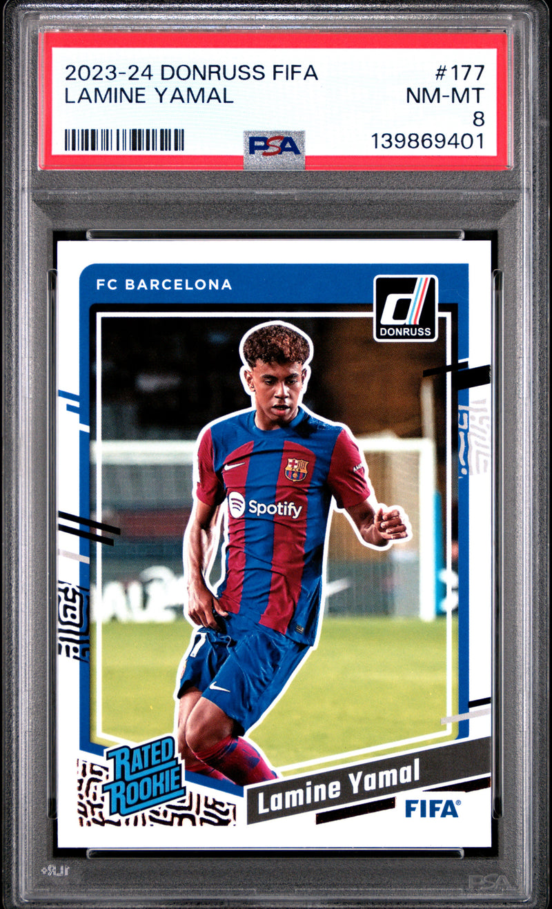 PSA 8 Lamine Yamal 2023-24 Donruss #177 Rookie Card Barcelona