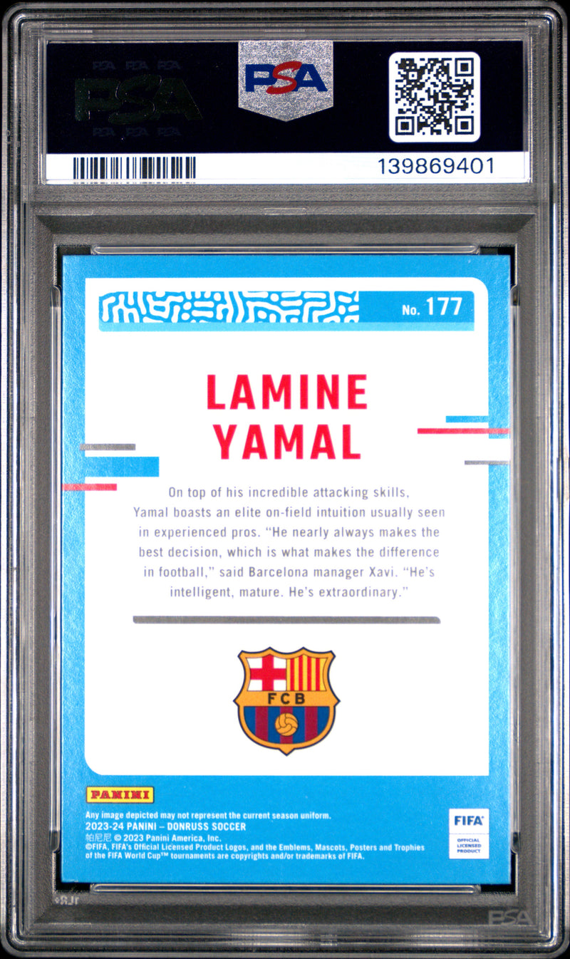 PSA 8 Lamine Yamal 2023-24 Donruss #177 Rookie Card Barcelona