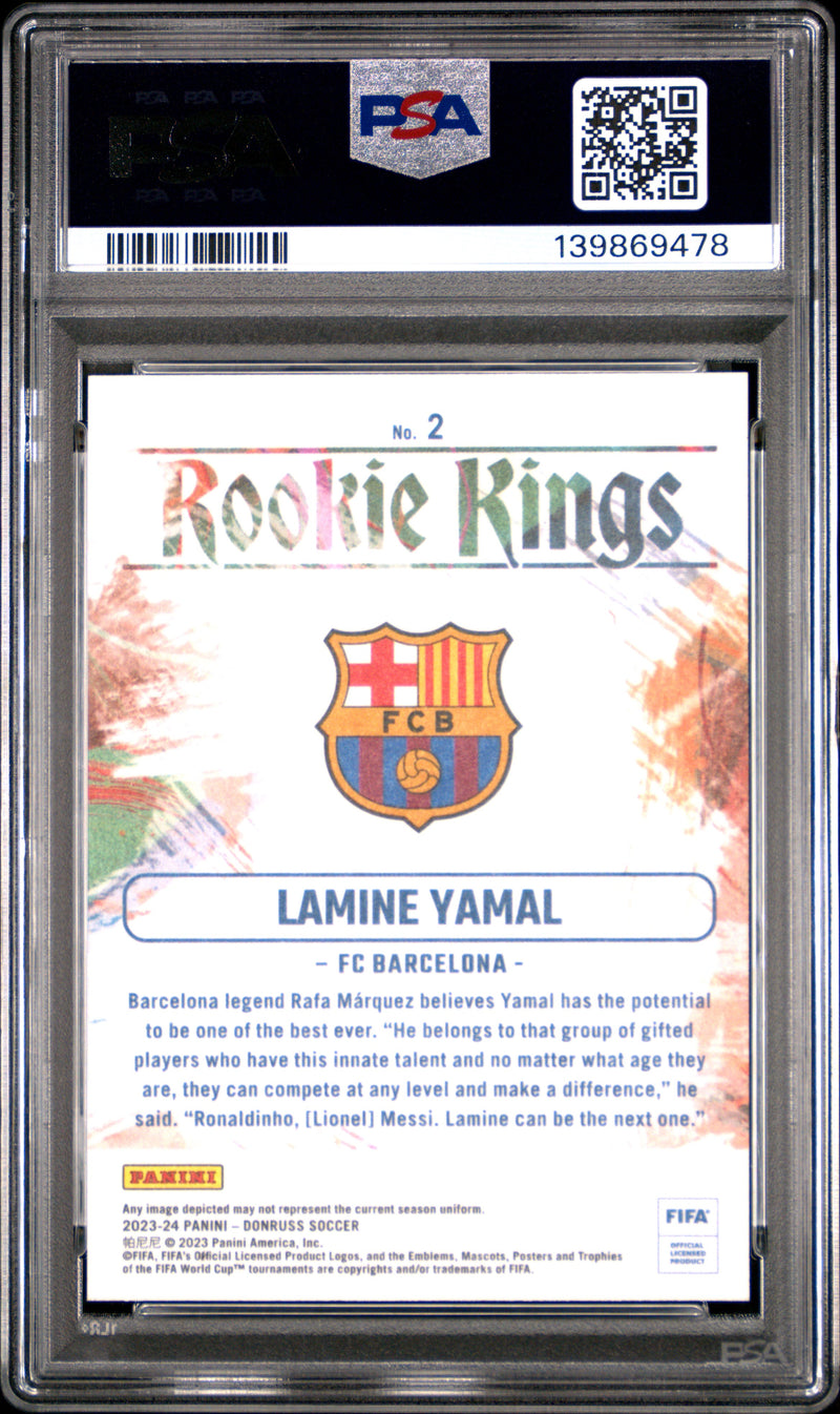 PSA 10 Lamine Yamal 2023-24 Donruss #2 Rookie Kings Rookie Card Barcelona