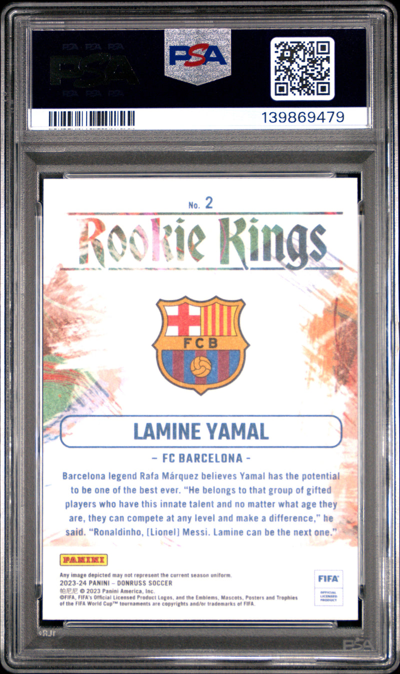 PSA 9 Lamine Yamal 2023-24 Donruss #2 Rookie Kings Rookie Card Barcelona