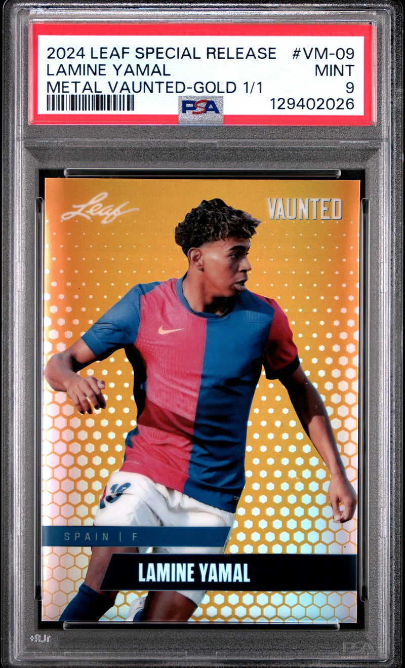 PSA 9 Lamine Yamal 2024 Leaf Vaunted Metal #VM-09 Gold 1/1 Rookie Card Barcelona