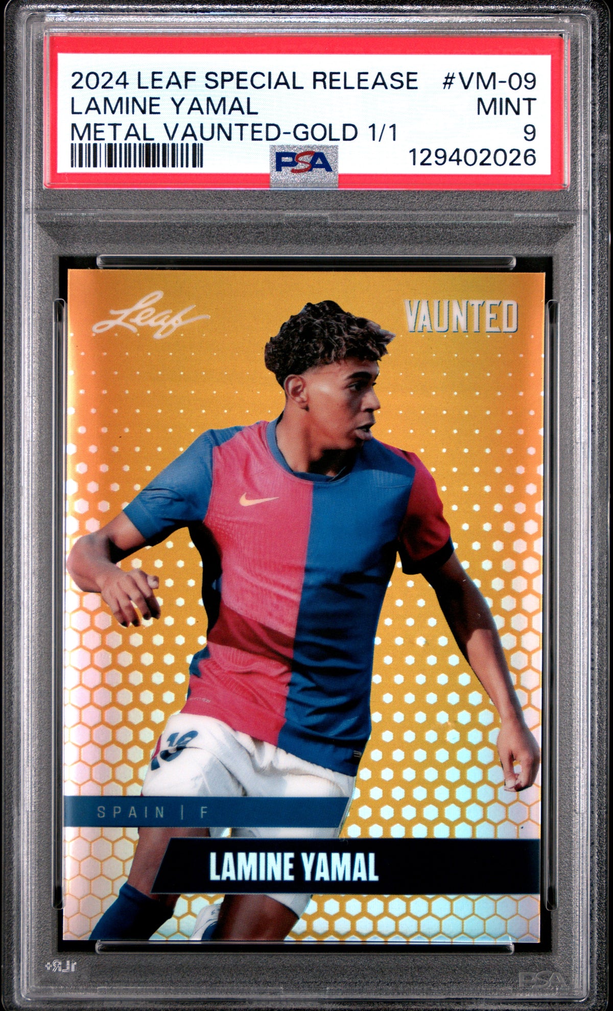 PSA 9 Lamine Yamal 2024 Leaf Vaunted Metal #VM-09 Gold 1/1 Rookie Card ...