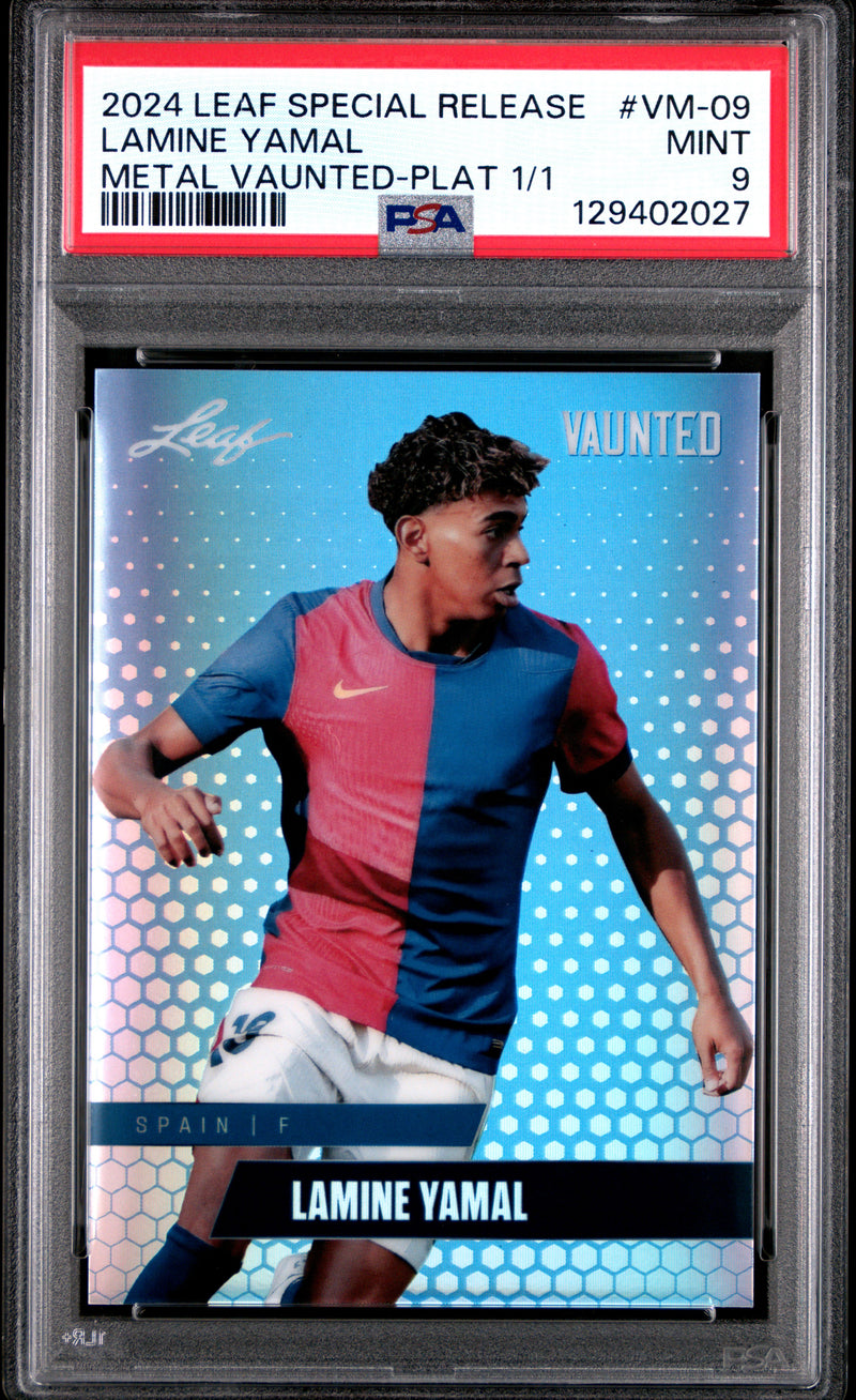 PSA 9 Lamine Yamal 2024 Leaf Vaunted Metal #VM-09 Platinum 1/1 Rookie Card Barcelona