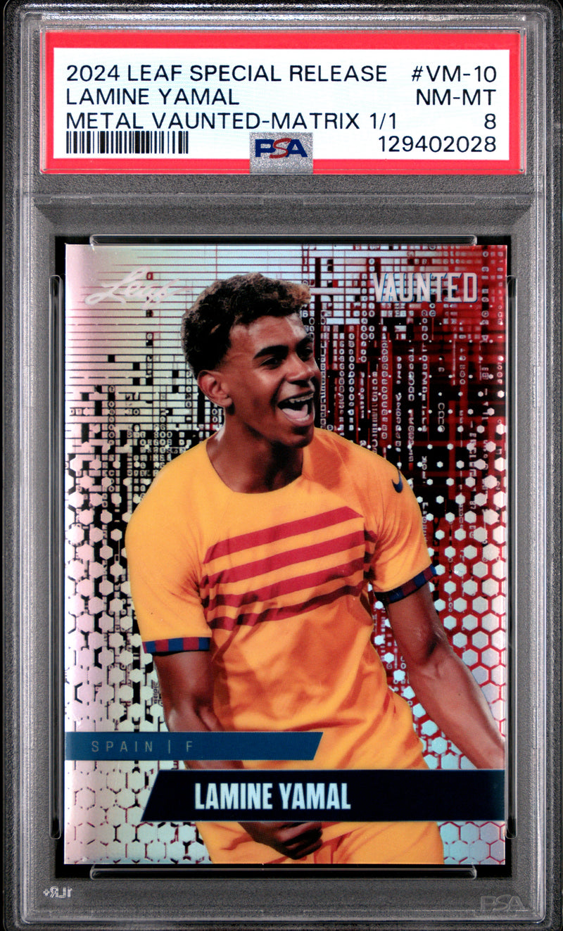 PSA 8 Lamine Yamal 2024 Leaf Vaunted Metal #VM-10 Matrix 1/1 Rookie Card