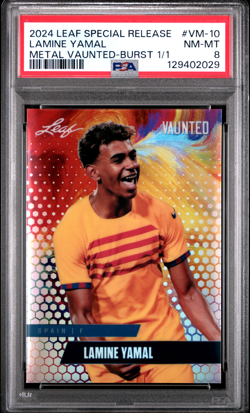 PSA 8 Lamine Yamal 2024 Leaf Vaunted Metal #VM-10 Burst 1/1 Rookie Card Spain