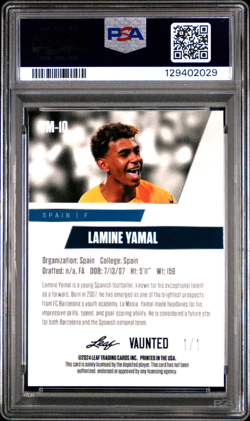 PSA 8 Lamine Yamal 2024 Leaf Vaunted Metal #VM-10 Burst 1/1 Rookie Card Spain