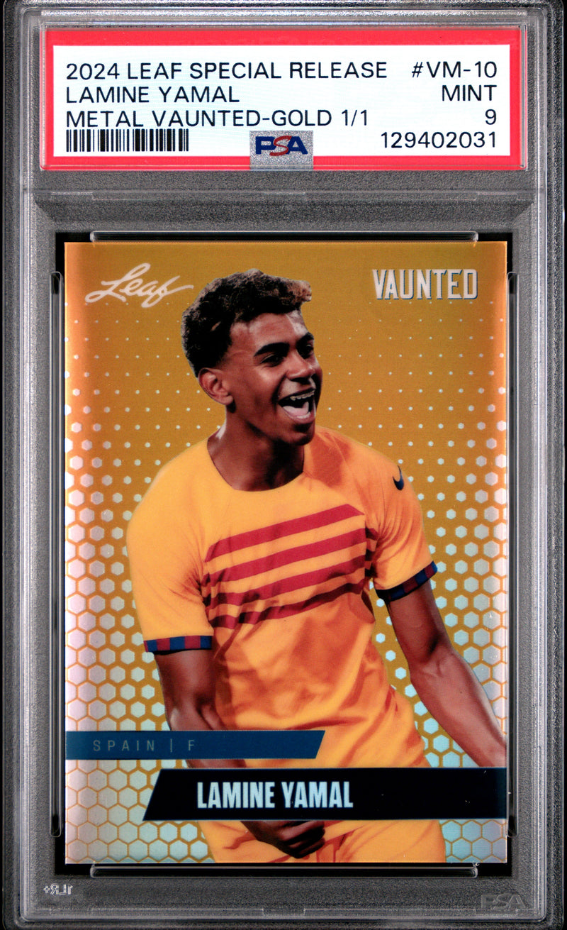 PSA 9 Lamine Yamal 2024 Leaf Vaunted Metal #VM-10 Gold 1/1 Rookie Card Spain