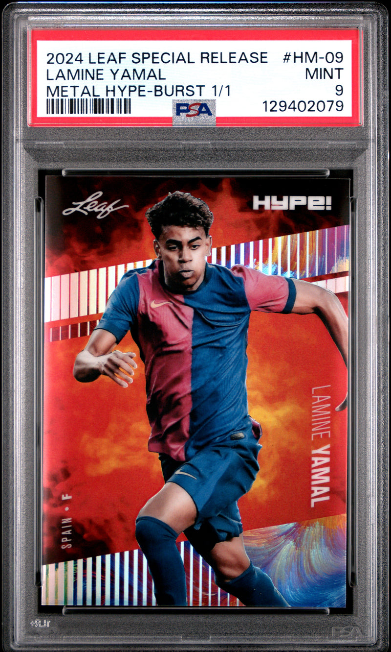 PSA 9 Lamine Yamal 2024 Leaf HYPE! Metal #HM-09 Burst 1/1 Rookie Card Barcelona