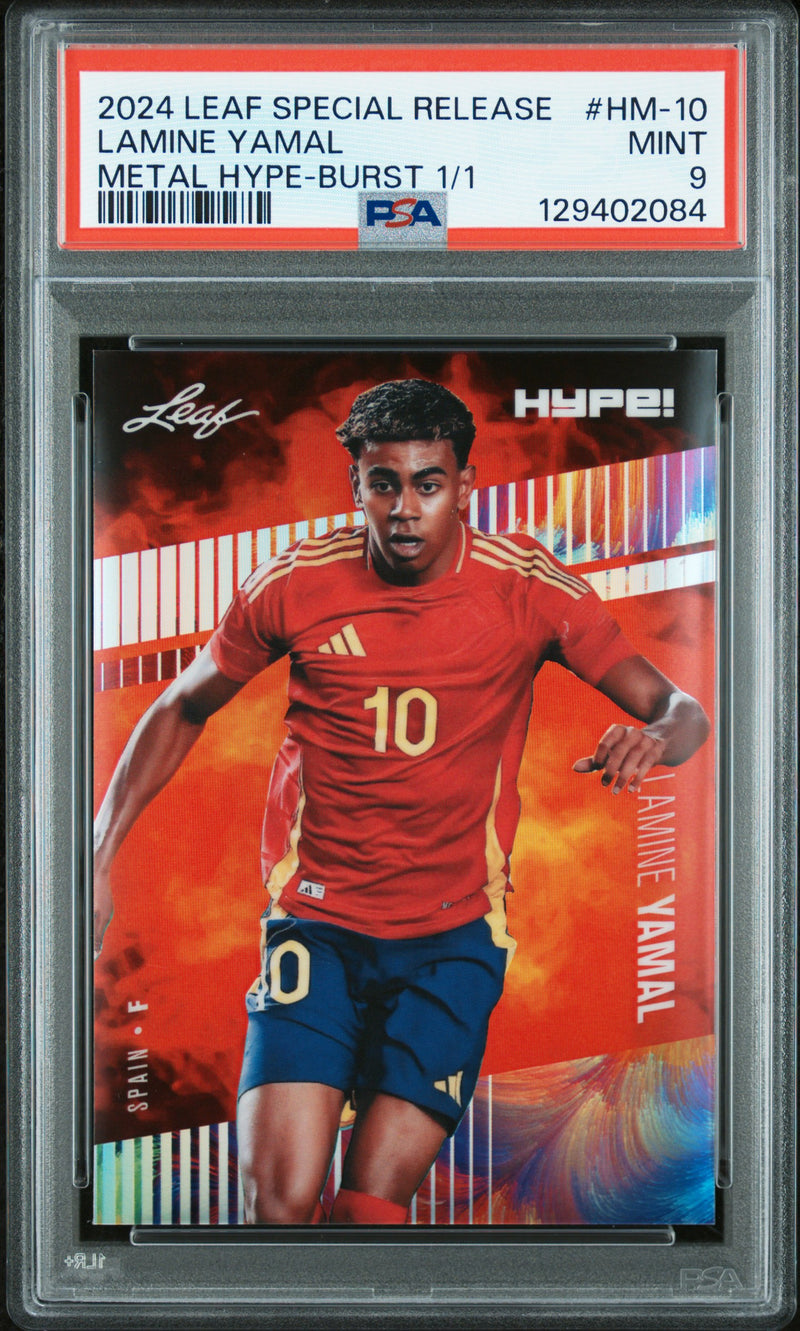 PSA 9 Lamine Yamal 2024 Leaf HYPE! Metal #HM-10 Burst 1/1 Rookie Card Spain