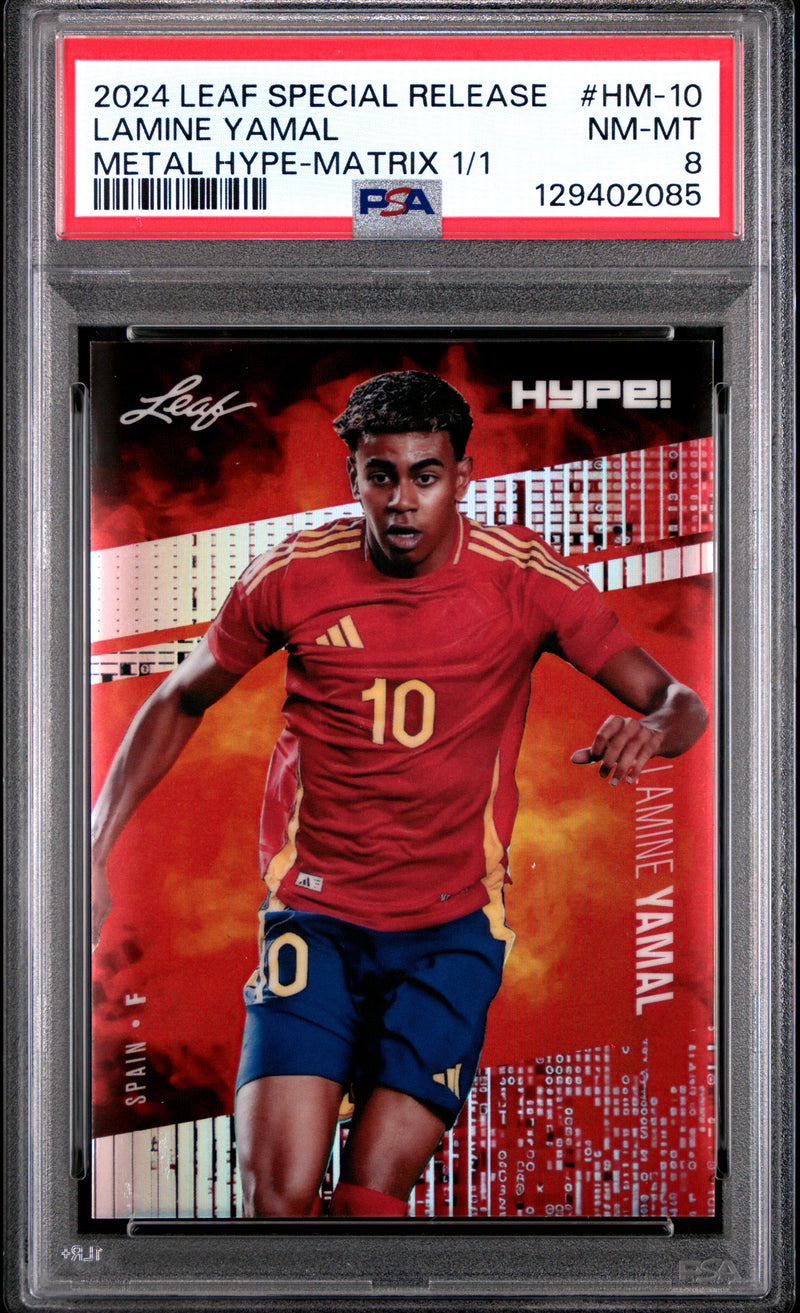 PSA 8 Lamine Yamal 2024 Leaf HYPE! Metal #HM-10 Matrix 1/1 Rookie Card Spain