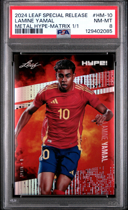 PSA 8 Lamine Yamal 2024 Leaf HYPE! Metal #HM-10 Matrix 1/1 Rookie Card