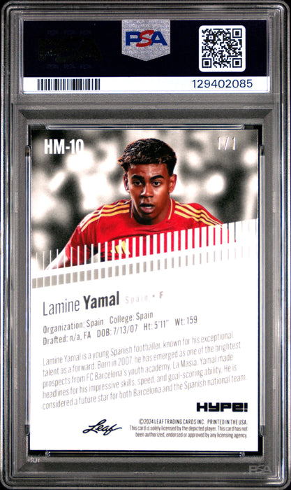 PSA 8 Lamine Yamal 2024 Leaf HYPE! Metal #HM-10 Matrix 1/1 Rookie Card