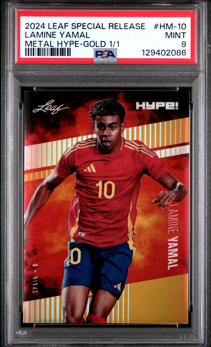 PSA 9 Lamine Yamal 2024 Leaf HYPE! Metal #HM-10 Gold 1/1 Rookie Card