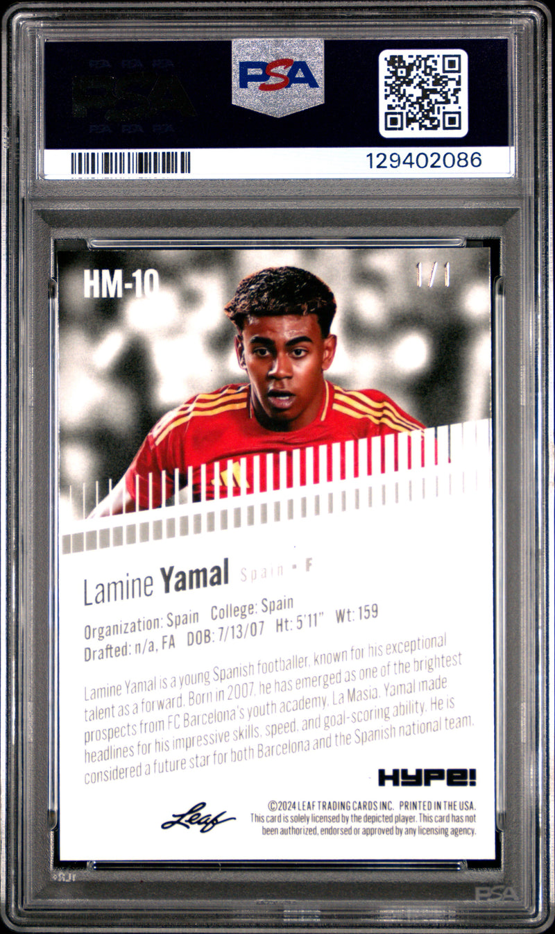 PSA 9 Lamine Yamal 2024 Leaf HYPE! Metal #HM-10 Gold 1/1 Rookie Card Spain