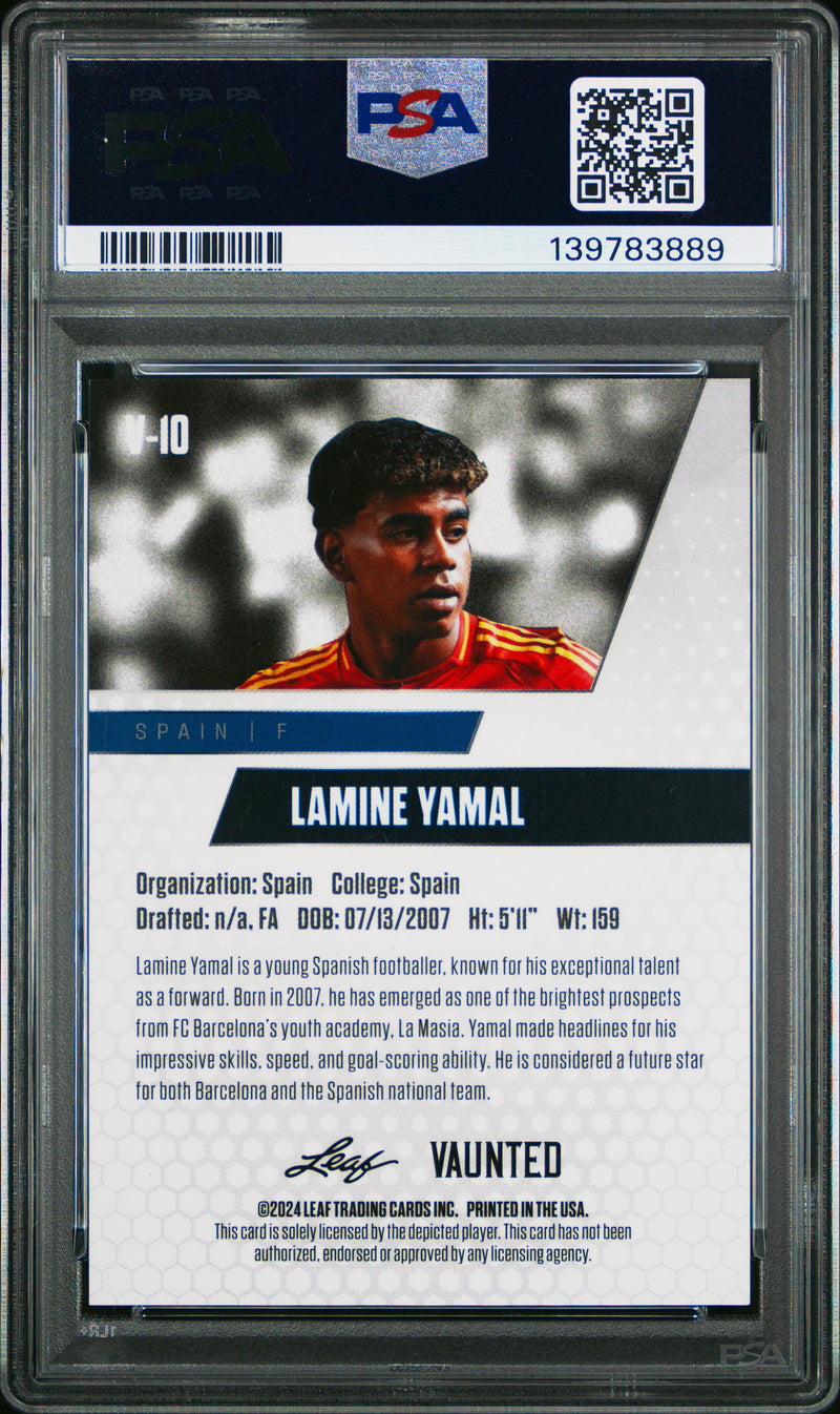 PSA 6 Lamine Yamal 2024 Leaf Vaunted #V-10 Purple Shimmer 1/1 Rookie Card Barcelona