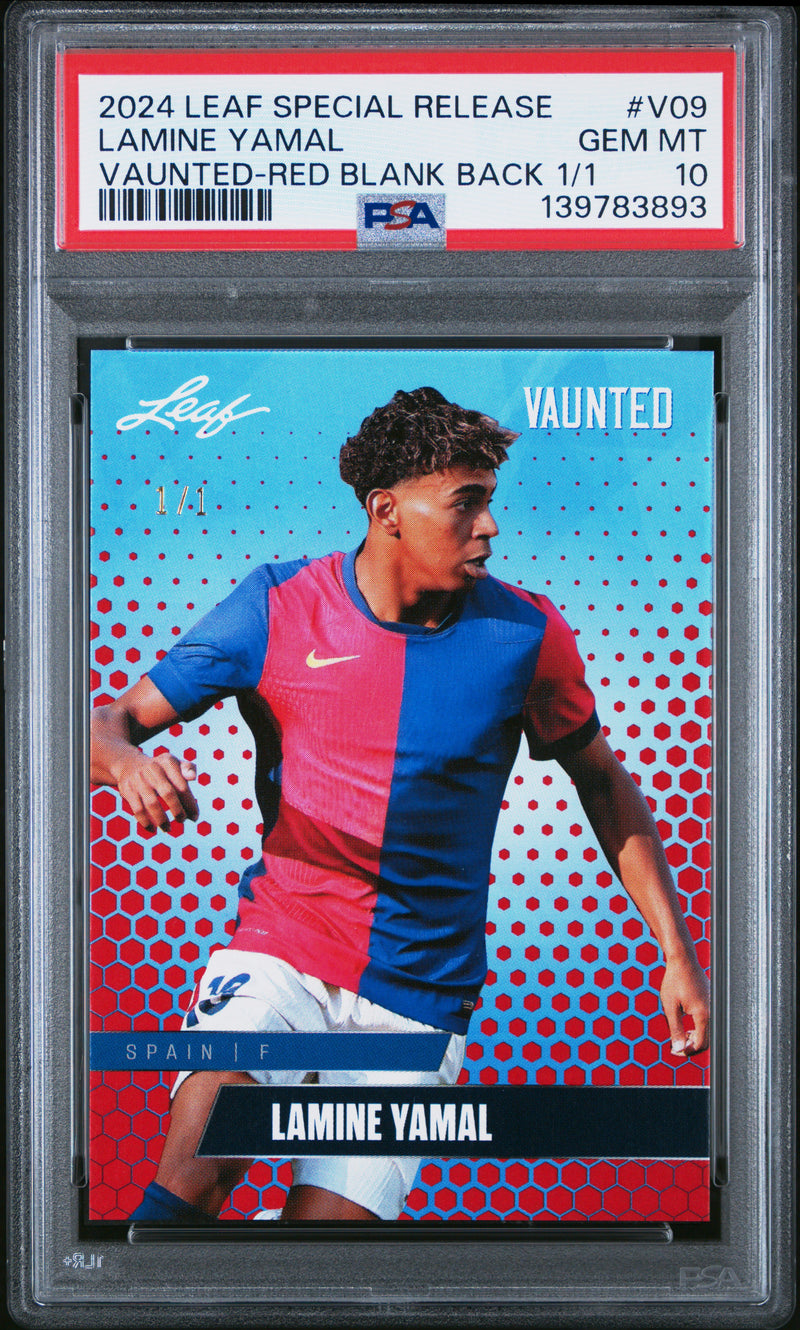 PSA 10 Lamine Yamal 2024 Leaf Vaunted #V-09 Red Blank Back 1/1 Rookie Card Barcelona