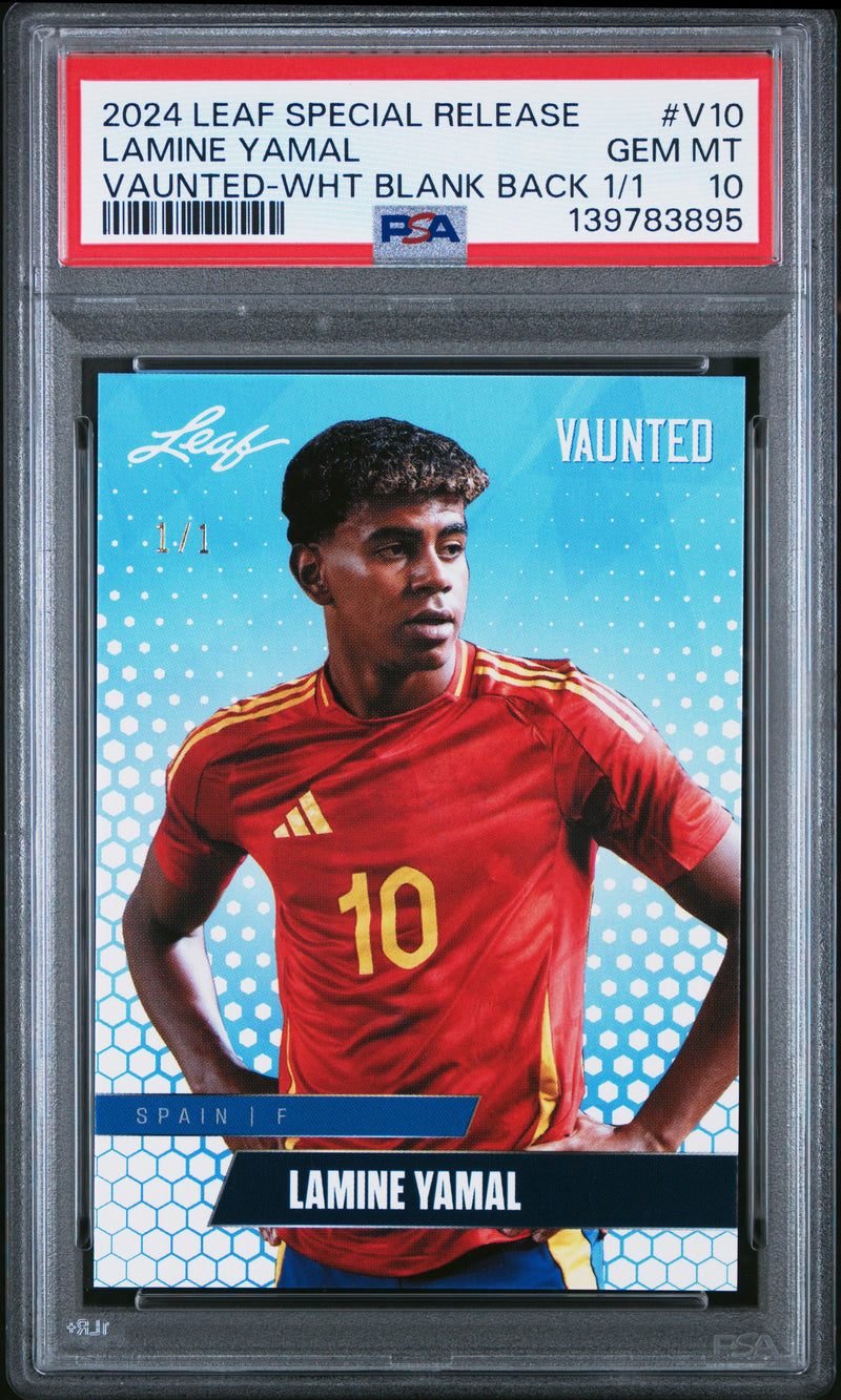 PSA 10 Lamine Yamal 2024 Leaf Vaunted #V-10 White Blank Back 1/1 Rookie Card Barcelona