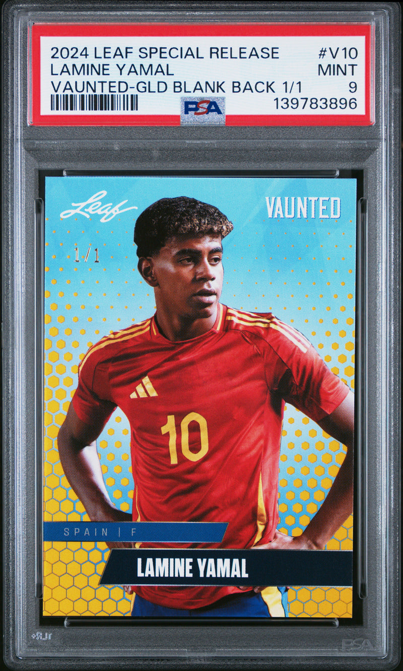 PSA 9 Lamine Yamal 2024 Leaf Vaunted #V-10 Gold Blank Back 1/1 Rookie Card Barcelona