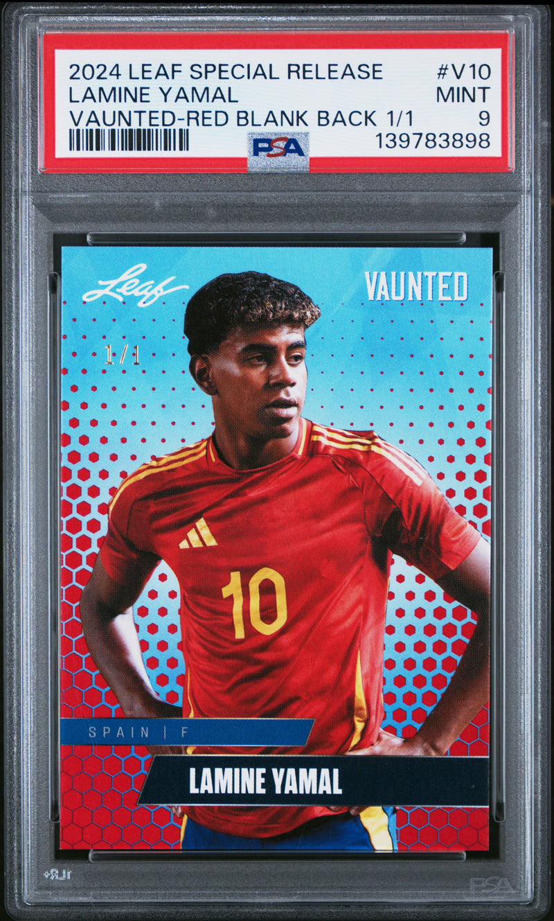 PSA 9 Lamine Yamal 2024 Leaf Vaunted #V-10 Red Blank Back 1/1 Rookie Card Barcelona