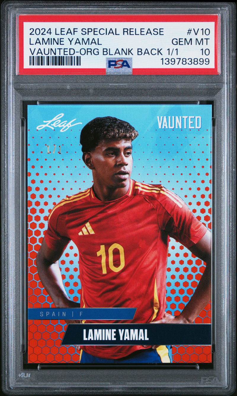 PSA 10 Lamine Yamal 2024 Leaf Vaunted #V-10 Orange Blank Back 1/1 Rookie Card Barcelona
