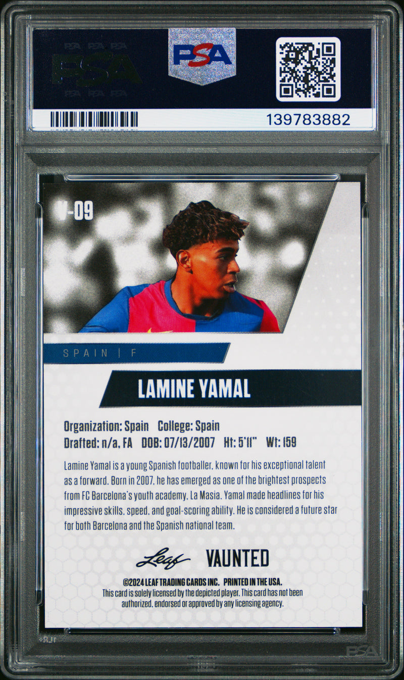 PSA 9 Lamine Yamal 2024 Leaf Vaunted #V-09 Orange Shimmer 1/1 Rookie Card Barcelona
